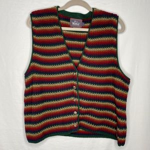 Woolrich striped button up vest ugly sweater